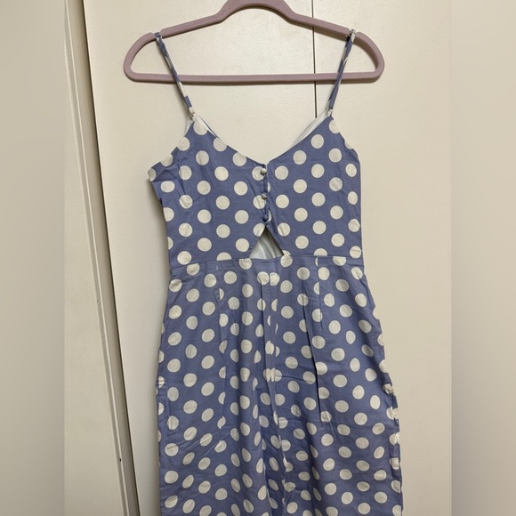 NWOT | Main Strip Blue Polka Dot Jumpsuit/ Romper Midi Size L - Picture 6 of 8